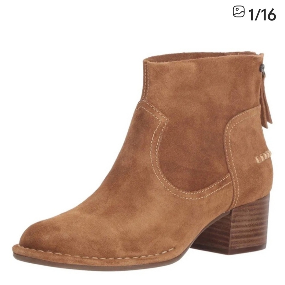 Ugg Bandara Suede Chestnut Western Boho Festival Ankle Bootie Boot